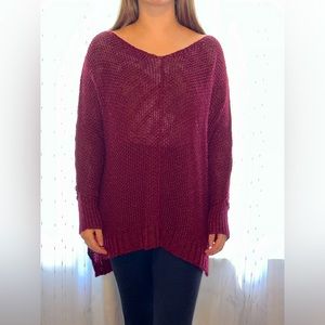 Maroon, loose fit, knit, sweater (size S)